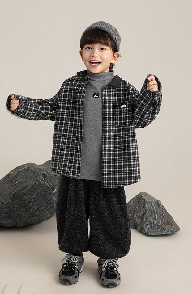 Oversized Plaid Jacket – Kids