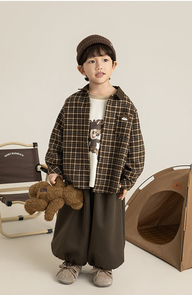 Oversized Plaid Jacket – Kids